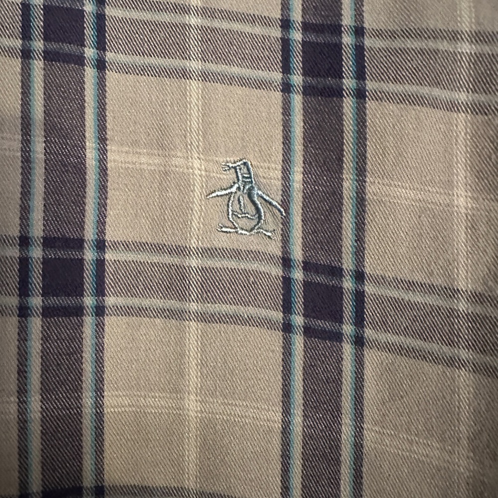 Original Penguin Gray Plaid Long Sleeve Button Up Classic Fit Shirt Size Large - Picture 2 of 10